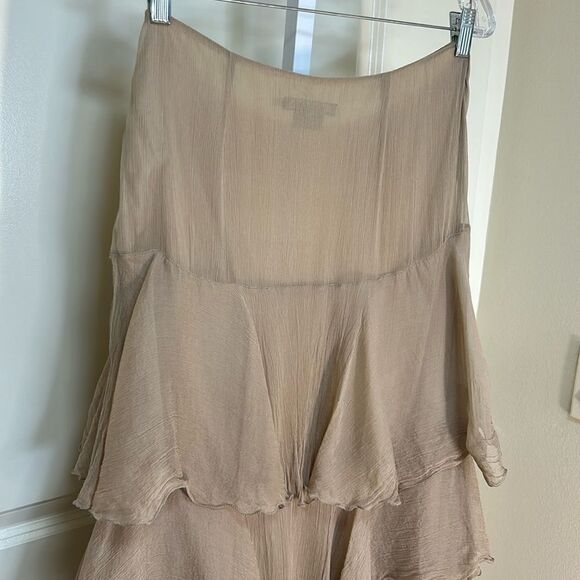 Ralph Lauren - Black Label Silk Ruffle Tiered Midi Skirt - Size 6, Light Brown - Picture 10 of 15